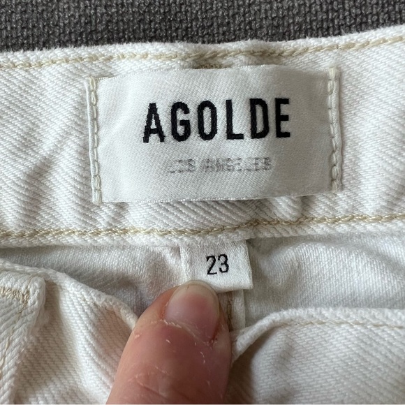 AGOLDE Criss Cross Straight Leg Jeans White 23 - Picture 4 of 7